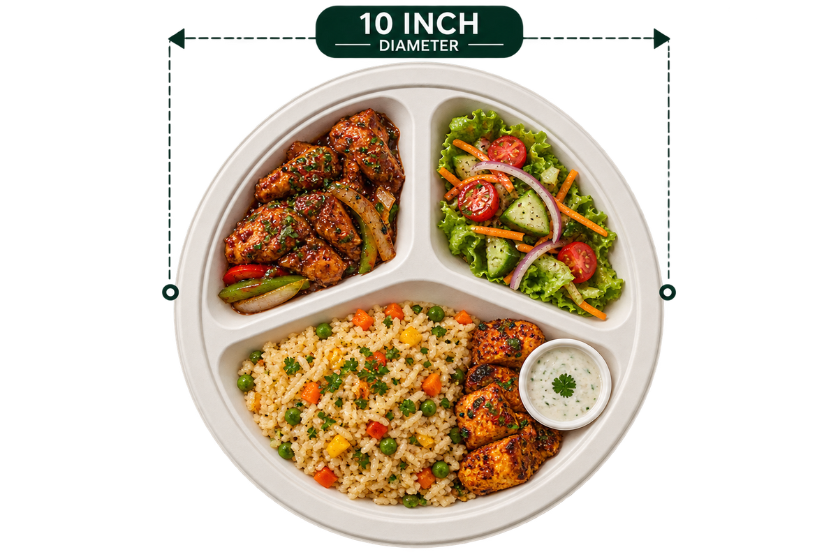 3-Compartment Round Plate