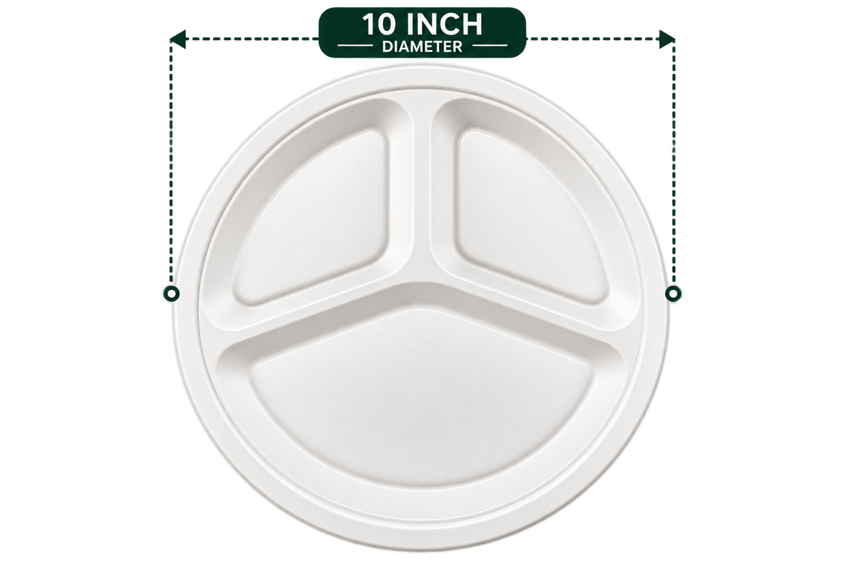 3-Compartment Round Plate