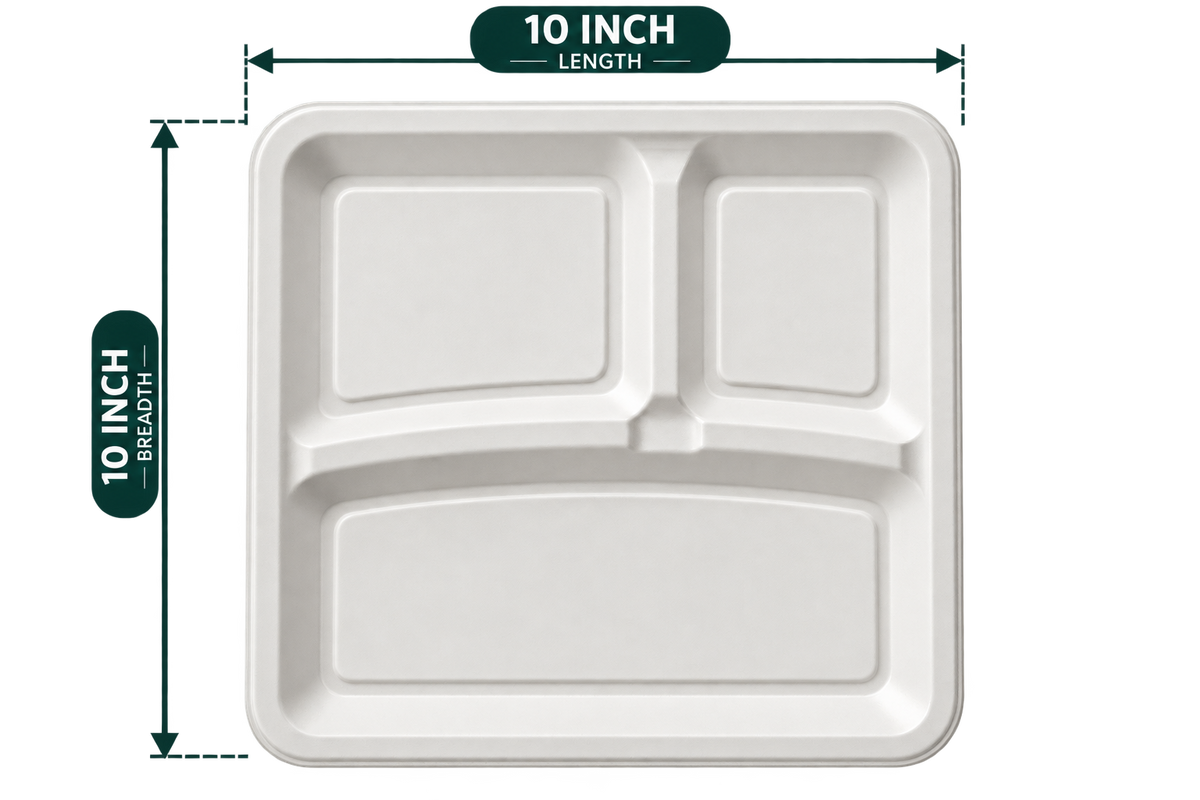 3-Compartment Square Tray