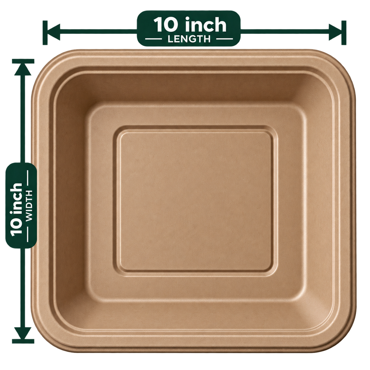 10 inch premium bagasse square plate - top view