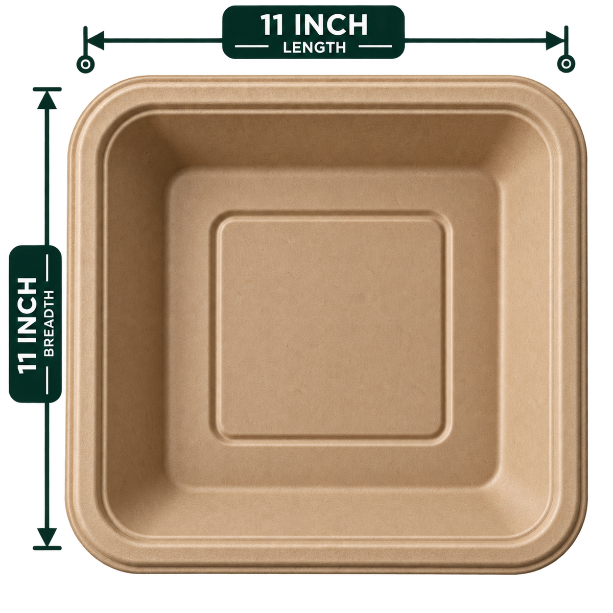 11 inch premium bagasse square plate - top view