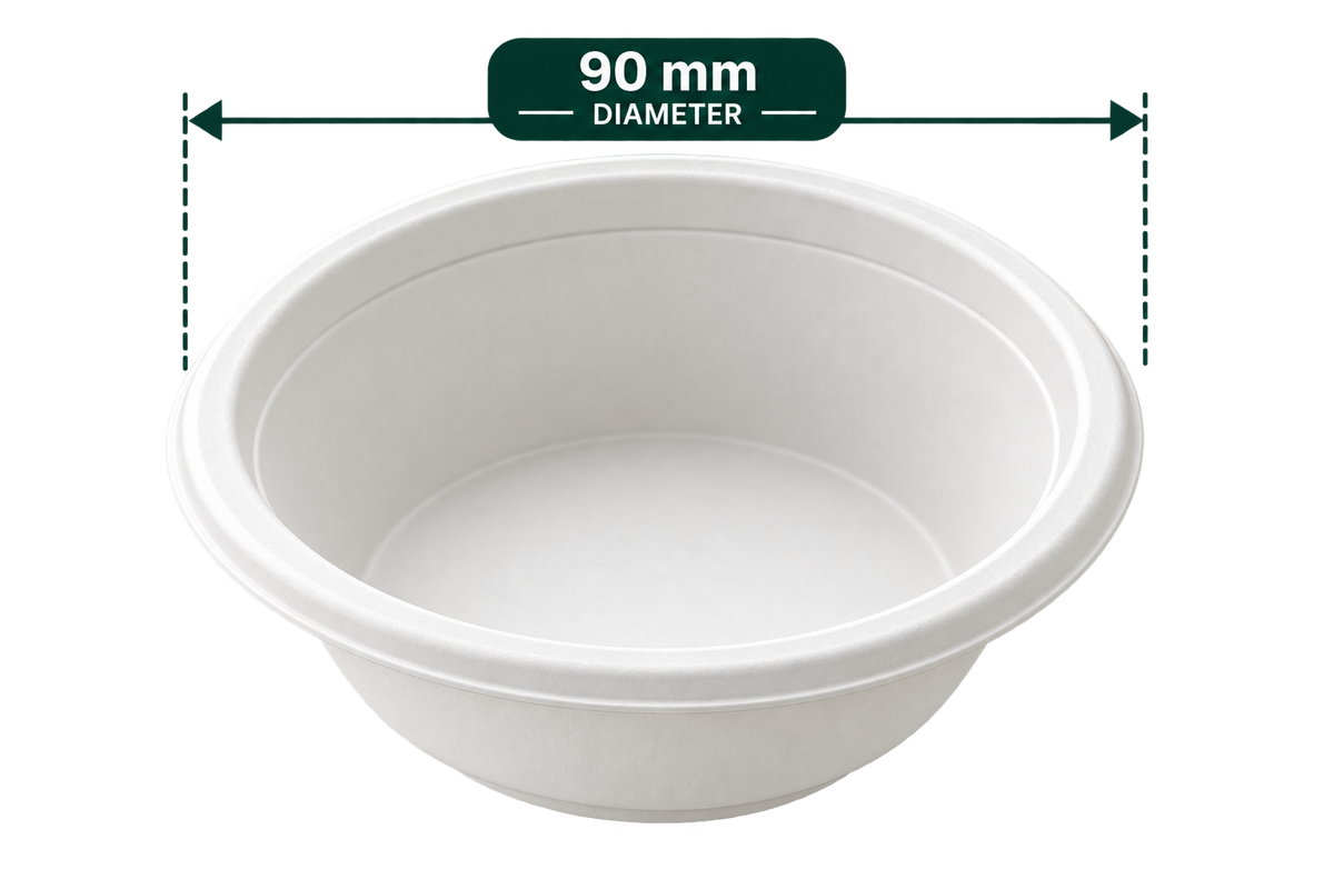 120 ml white bagasse round bowl - top view