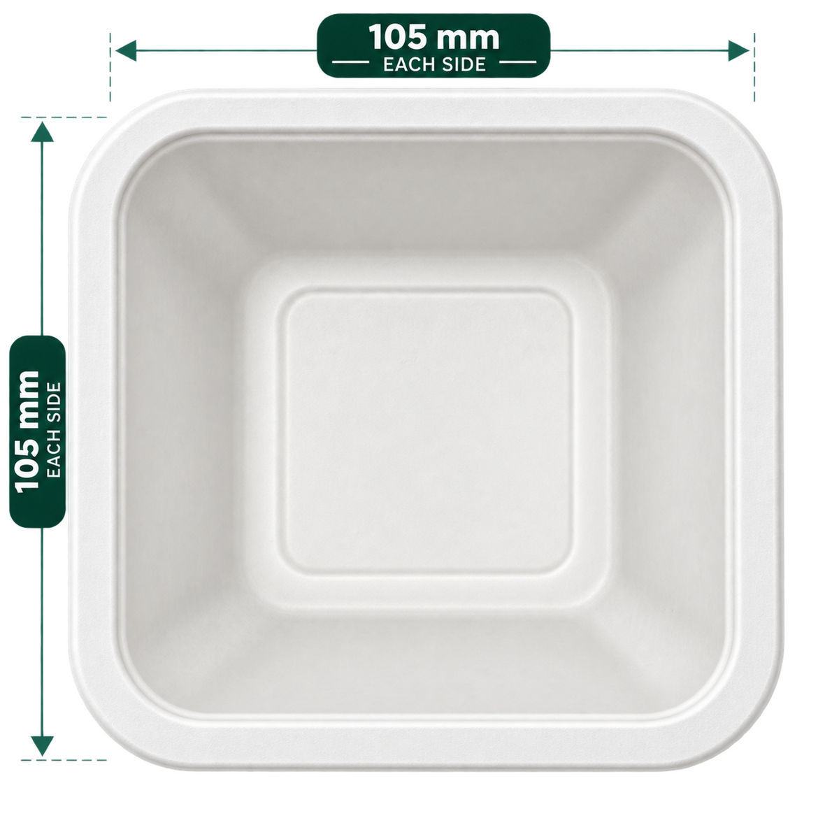 150 ml white bagasse dona square bowl - top view