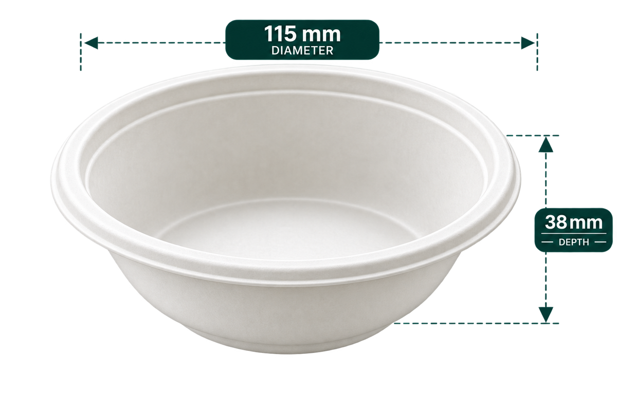 180 ml white bagasse round bowl - top view
