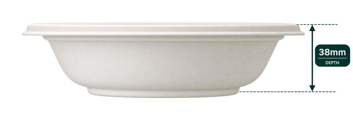 180 ml white bagasse round bowl - side view