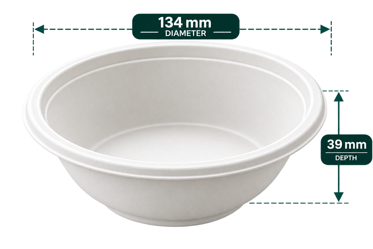 240 ml white bagasse round bowl - top view