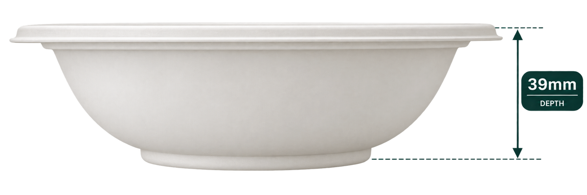 240 ml white bagasse round bowl - side view