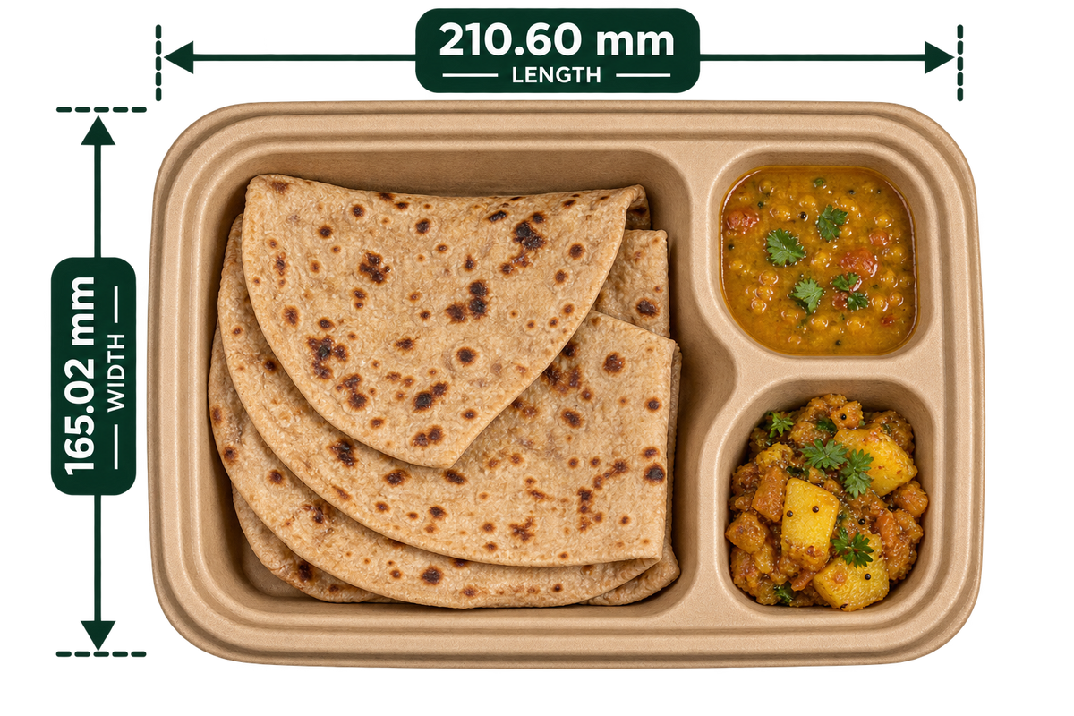 AnnServe 3 Compartment Premium Bagasse Snack Tray - Brown - serving view