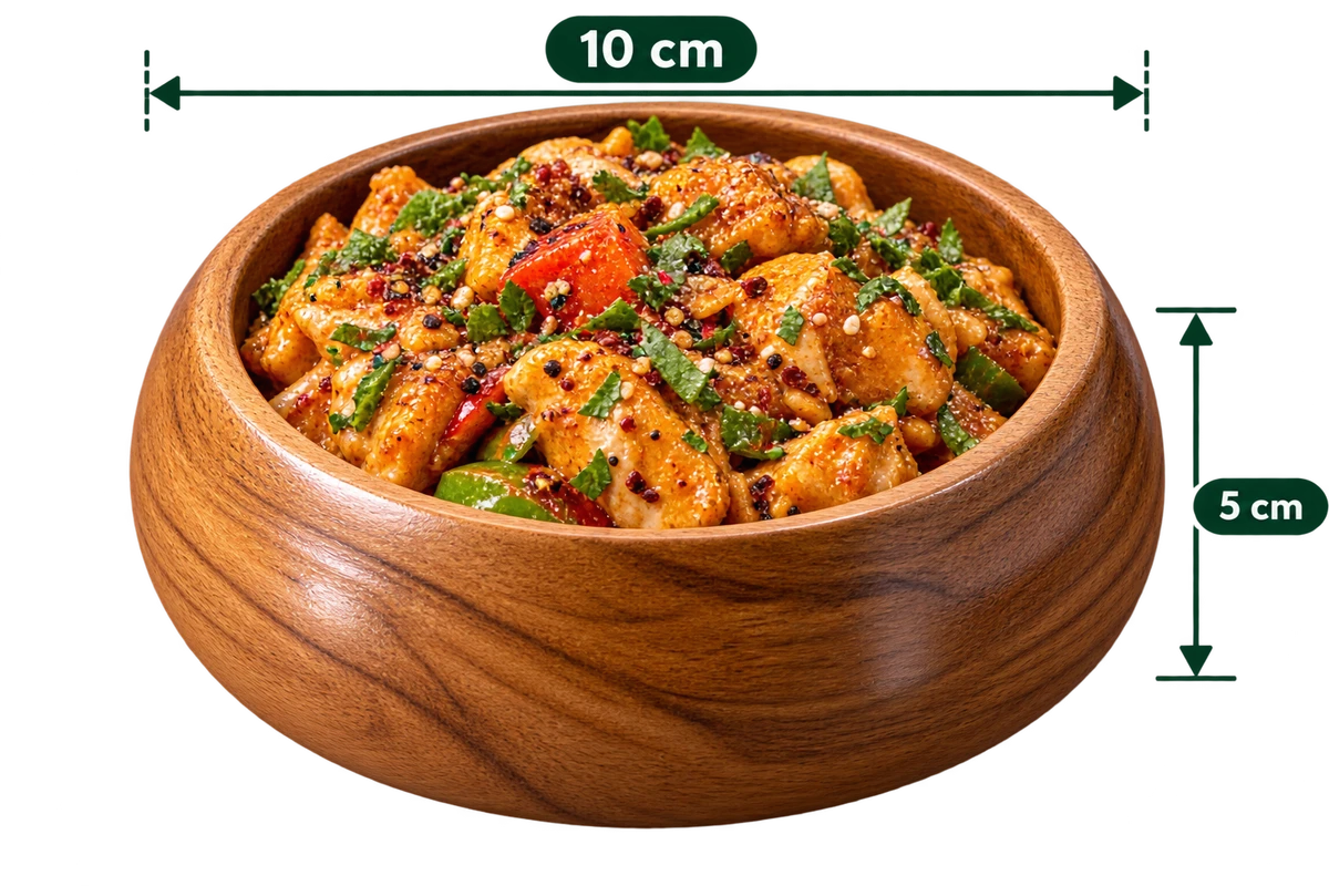 AnnServe Wooden Serving Bowl 4 inch filled serving presentation; one bowl only, food not included