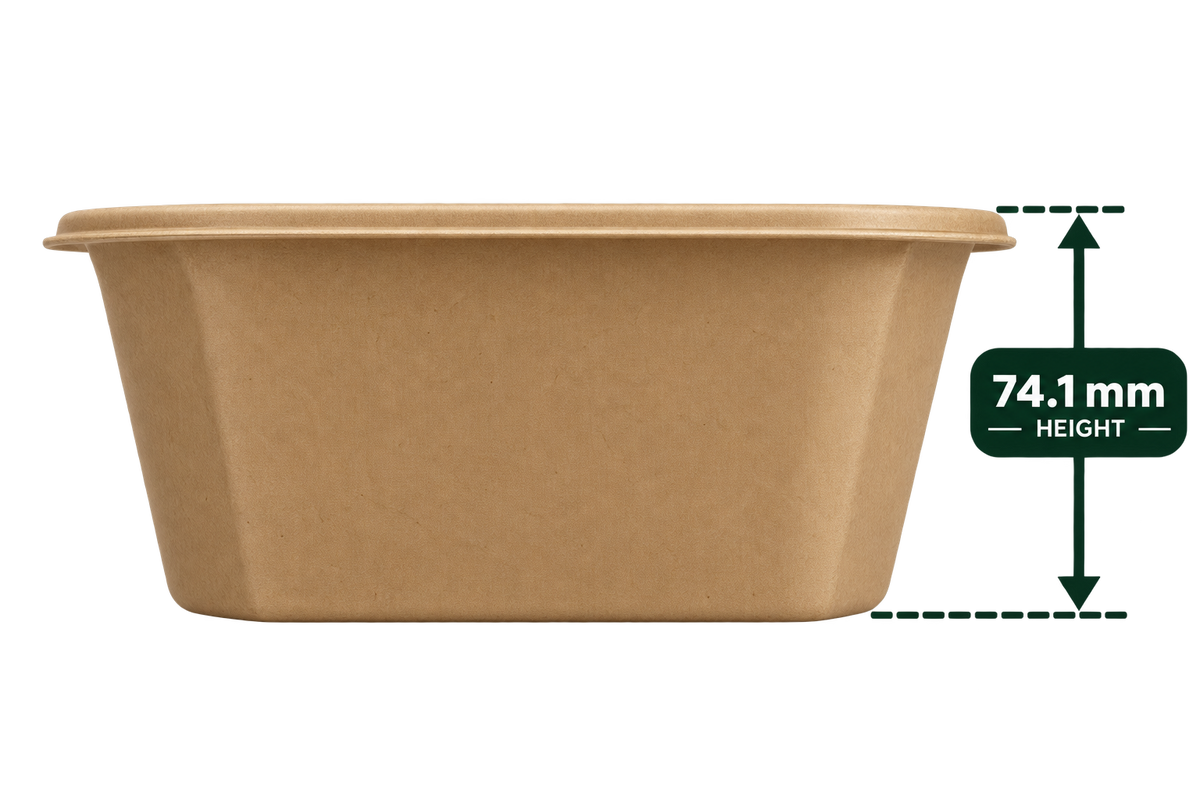 500 ml premium bagasse delivery container - side view