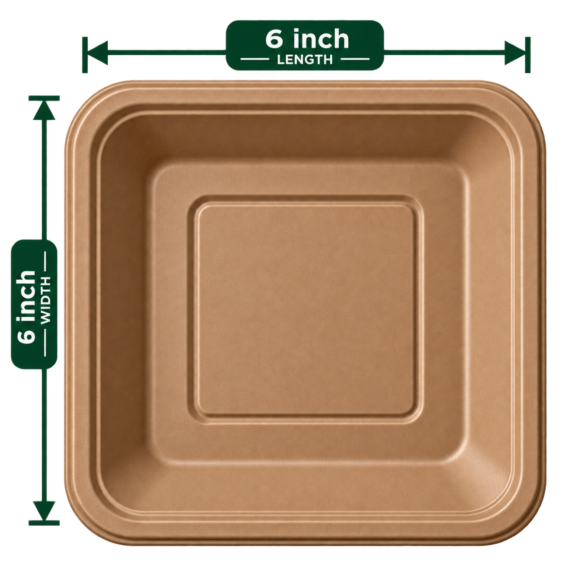 6 inch premium bagasse square plate - top view