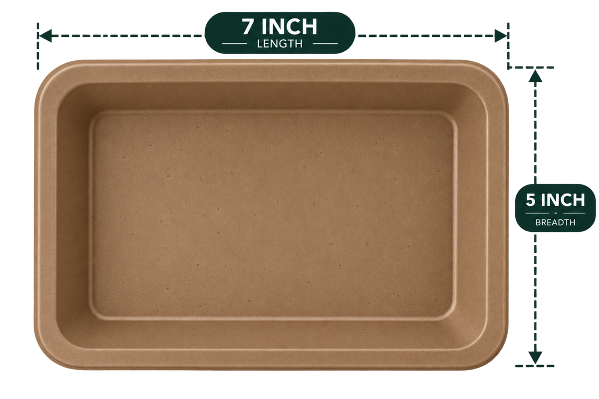 7 Inch Rectangular Plate - Brown premium bagasse - empty front view