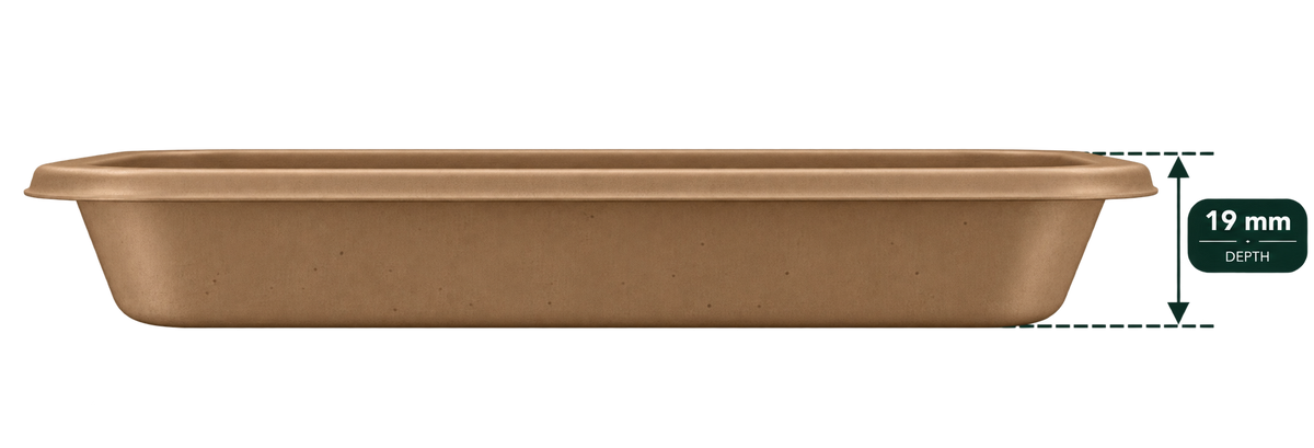 7 Inch Rectangular Plate - Brown premium bagasse - side view