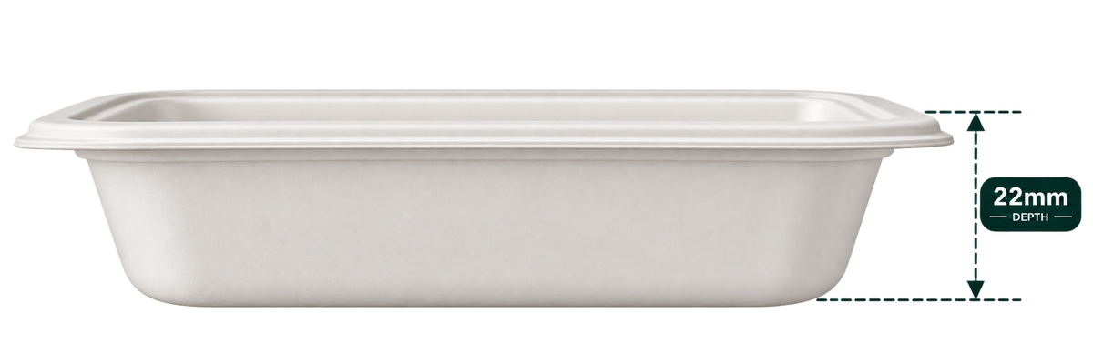 7 inch white bagasse square plate - side view