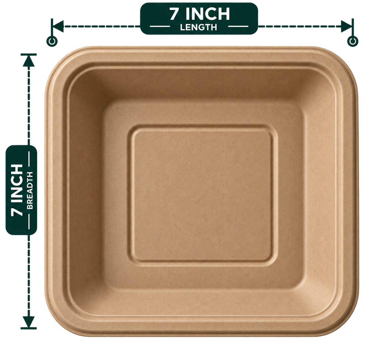 7 inch premium bagasse square plate - top view
