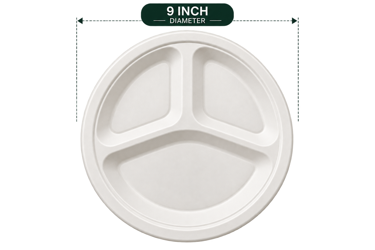 3-Compartment Round Plate