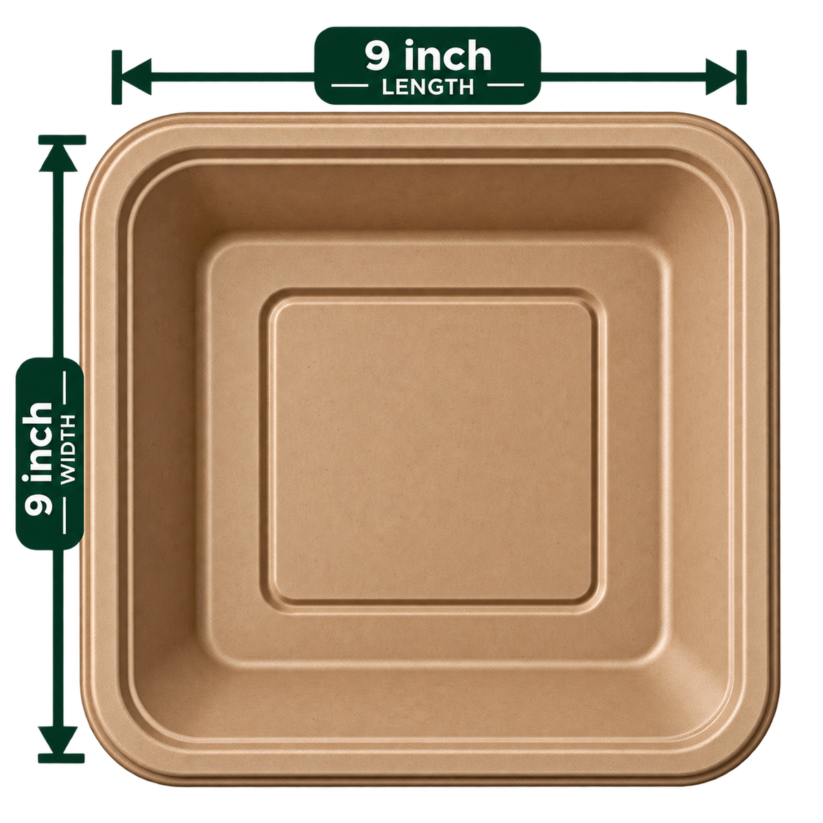 9 inch premium bagasse square plate - top view