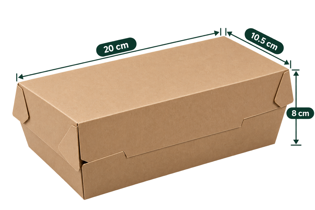 AnnServe Endura Brown Clam Standard empty view; 20 x 10.5 x 8 cm; food shown for presentation only