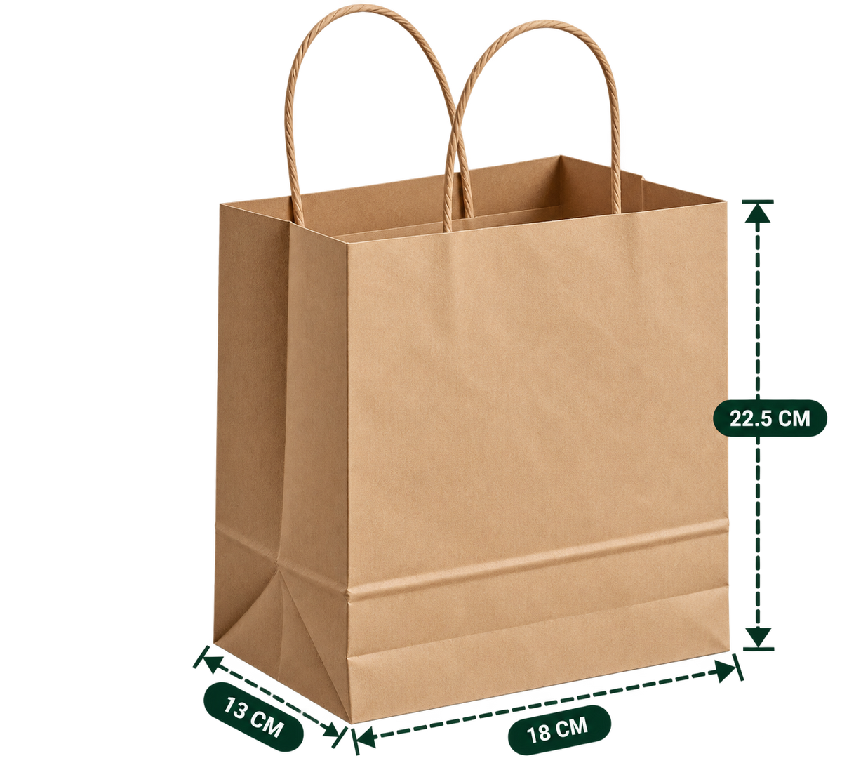 AnnServe Brown Handle Bag 18 x 13 x 22.5 cm width x gusset x height; MG Brown, 80 GSM