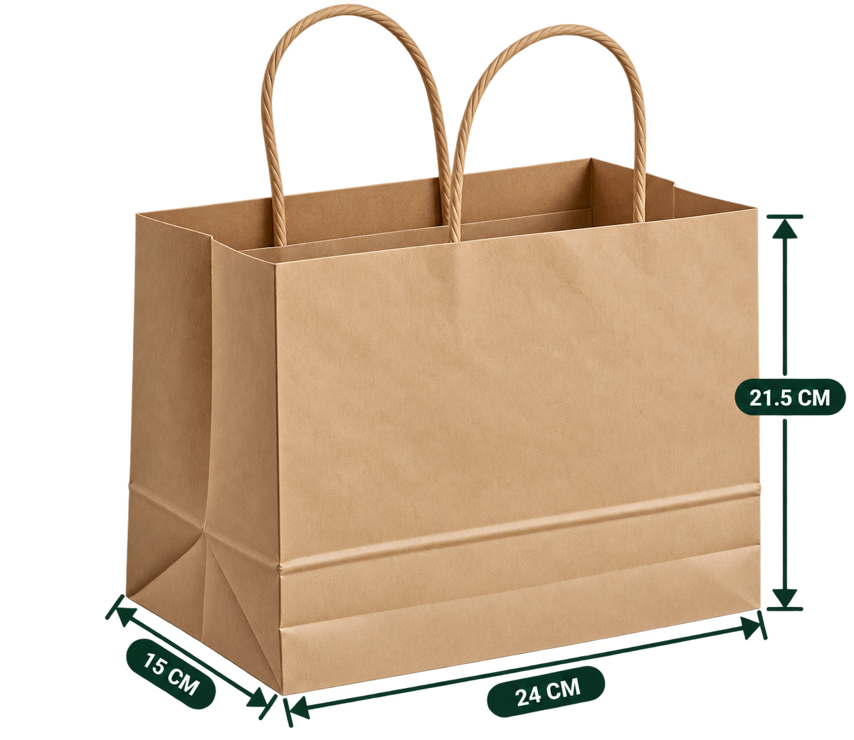 AnnServe Brown Handle Bag 24 x 15 x 21.5 cm width x gusset x height; MG Brown, 80 GSM