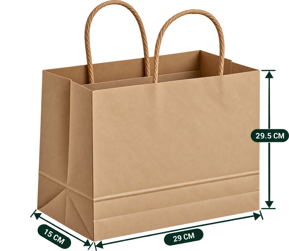 AnnServe Brown Handle Bag 29 x 15 x 29.5 cm width x gusset x height; MG Brown, 80 GSM