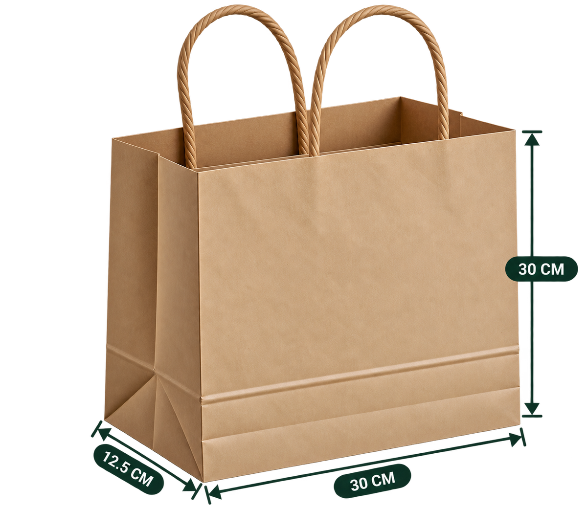 AnnServe Brown Handle Bag 30 x 12.5 x 30 cm width x gusset x height; MF Brown, 95 GSM