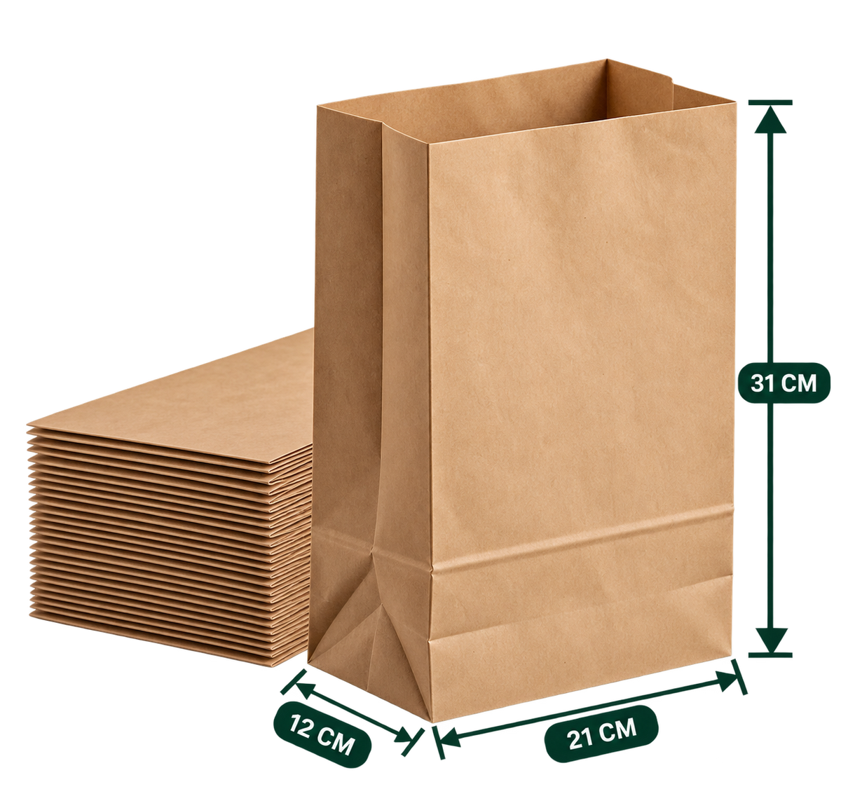 AnnServe Brown Non-Handle Bag 21 x 12 x 31 cm width x gusset x height, MG Brown 60 GSM
