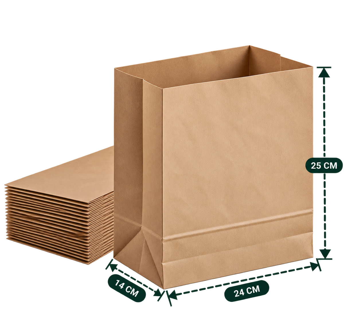 AnnServe Brown Non-Handle Bag 24 x 14 x 25 cm width x gusset x height, MG Brown 80 GSM