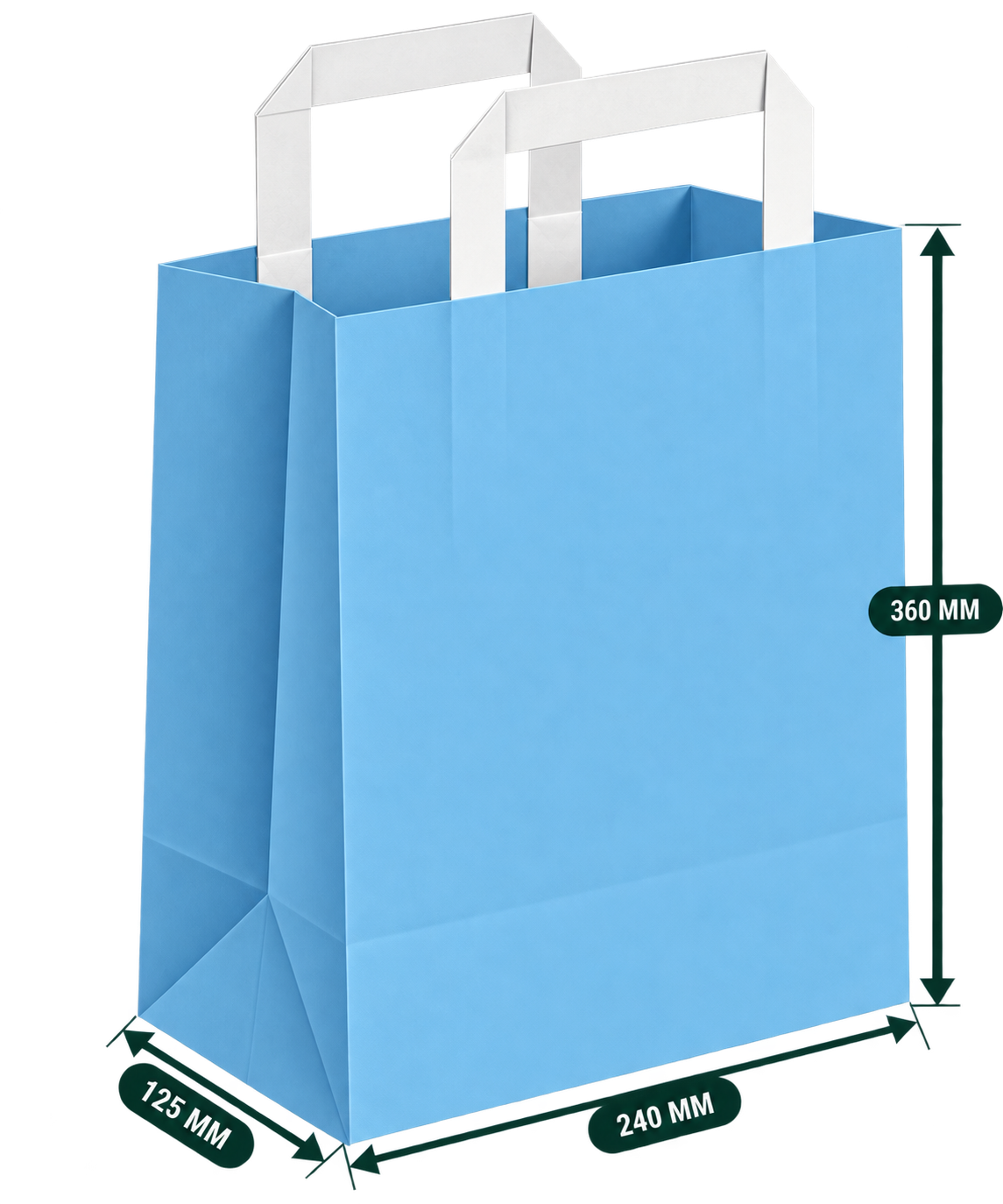 AnnServe Generic Printed Colour Handle Bag Cool Blue; 240 x 125 x 360 mm width x gusset x body height; 100 GSM