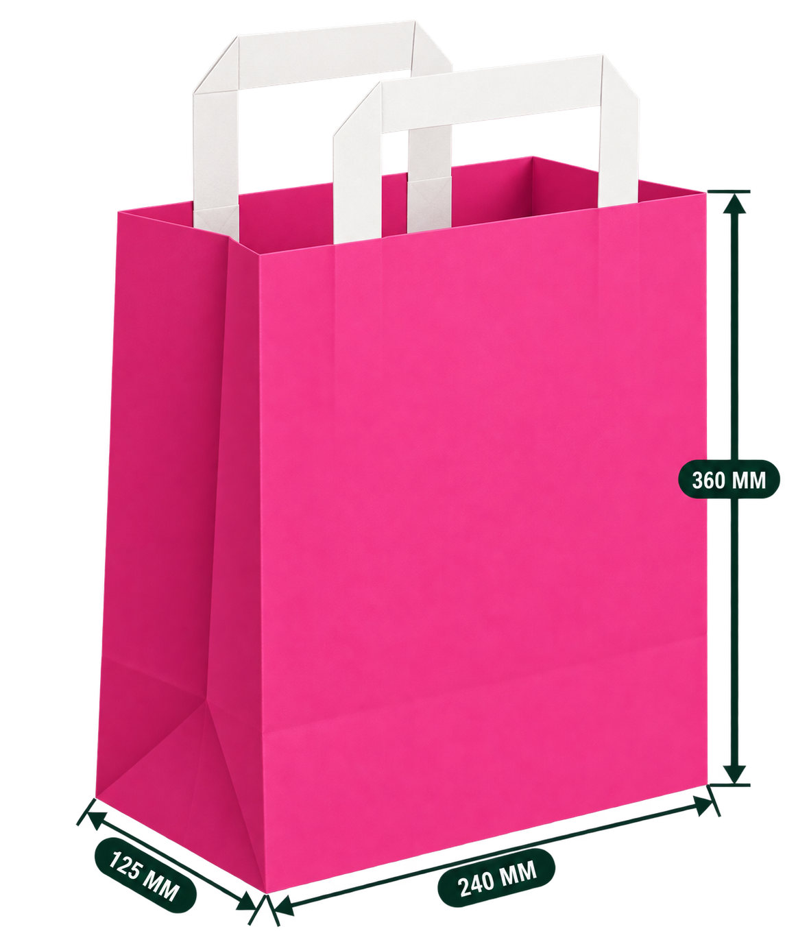 AnnServe Generic Printed Colour Handle Bag Pop Pink; 240 x 125 x 360 mm width x gusset x body height; 100 GSM