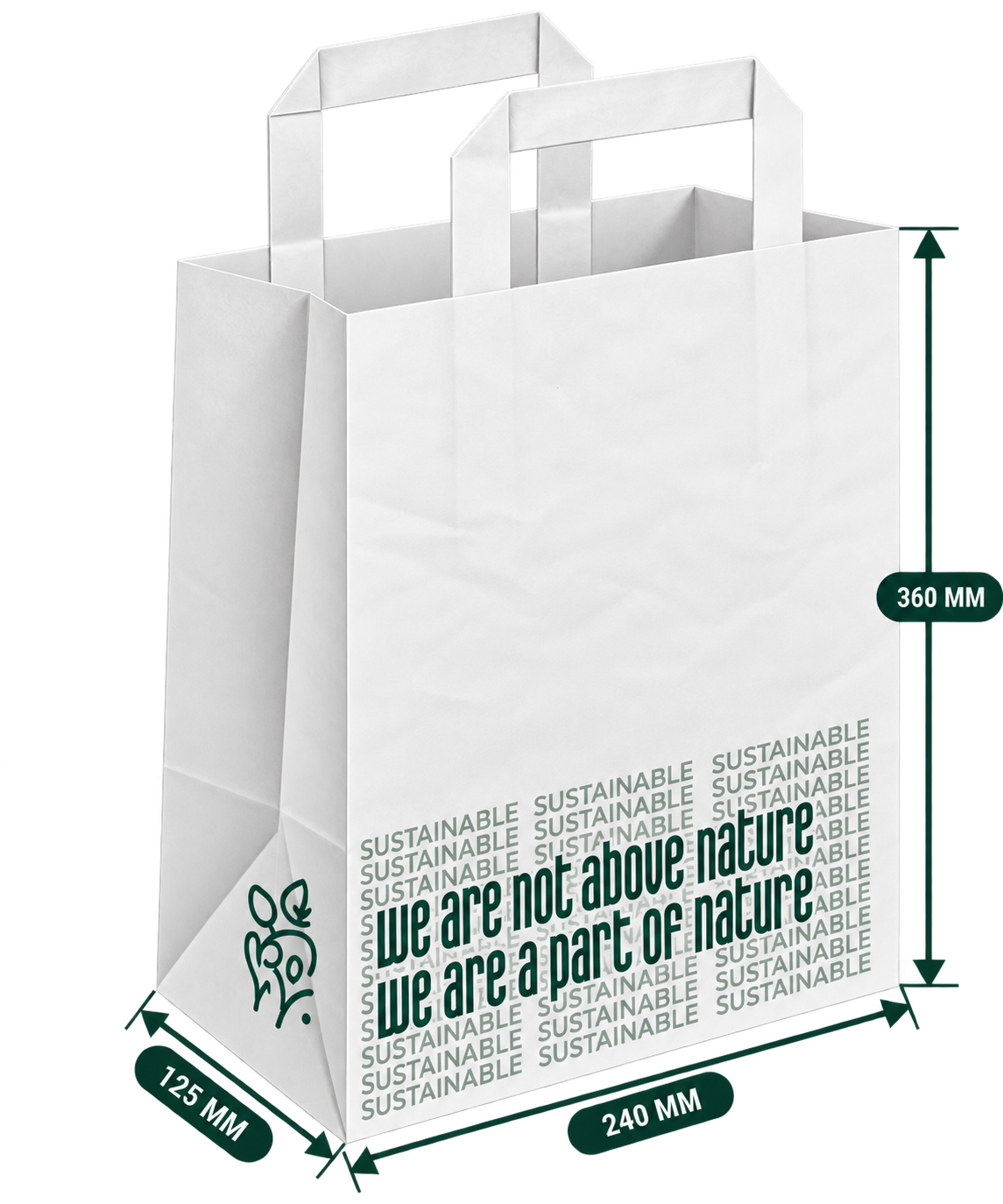 AnnServe Generic Printed Handle Bag White Nature Medium; 240 x 125 x 360 mm width x gusset x body height; 100 GSM