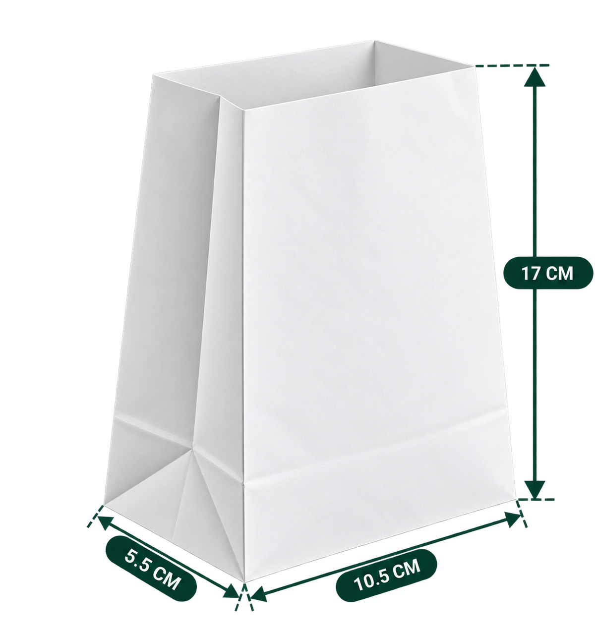 AnnServe Grease Resistant White Bag 10.5 x 5.5 x 17 cm width x gusset x height; GR White, 50 GSM, without handles