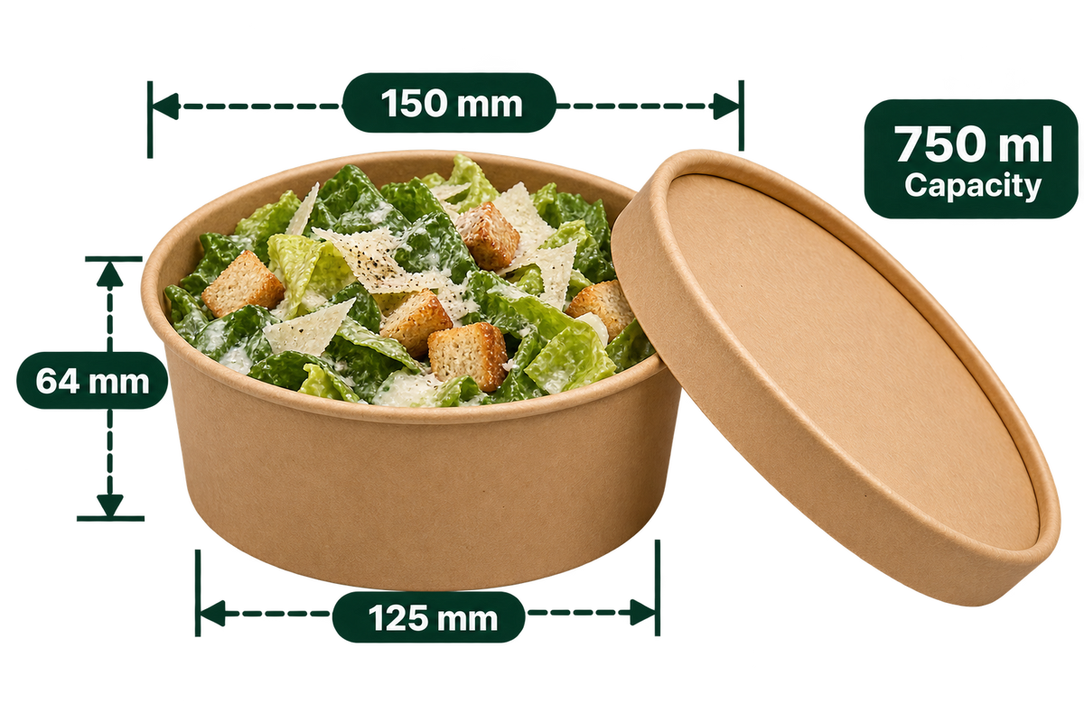 AnnServe Salad Bowl Brown 750 ml food styling; pictured Kraft lid and food are not included