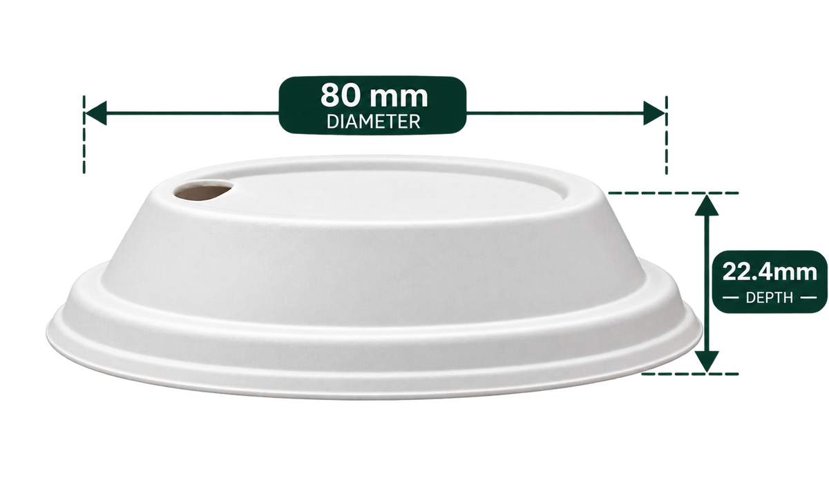 AnnServe Lockable Sipper Lid White 80 mm profile view; 22.4 mm depth