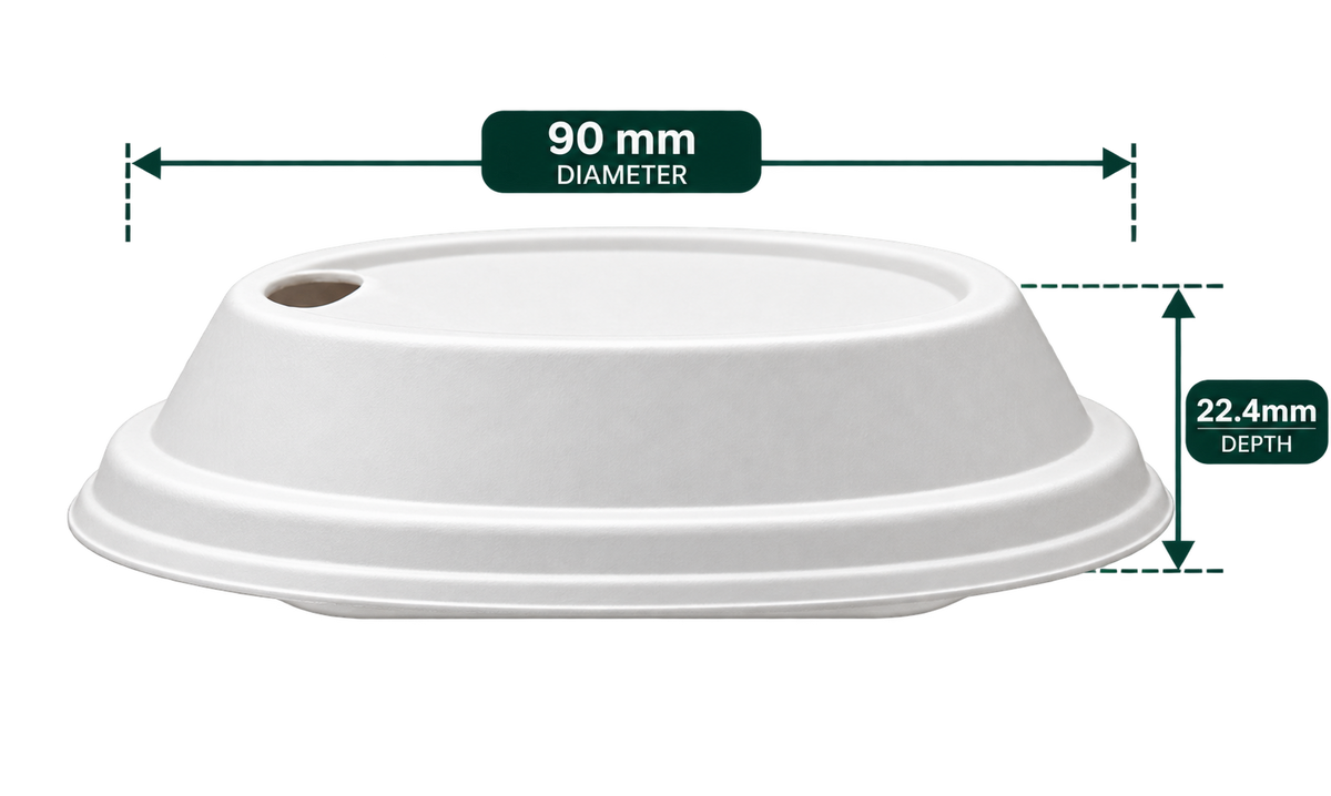 AnnServe Lockable Sipper Lid White 90 mm profile view; 22.4 mm depth