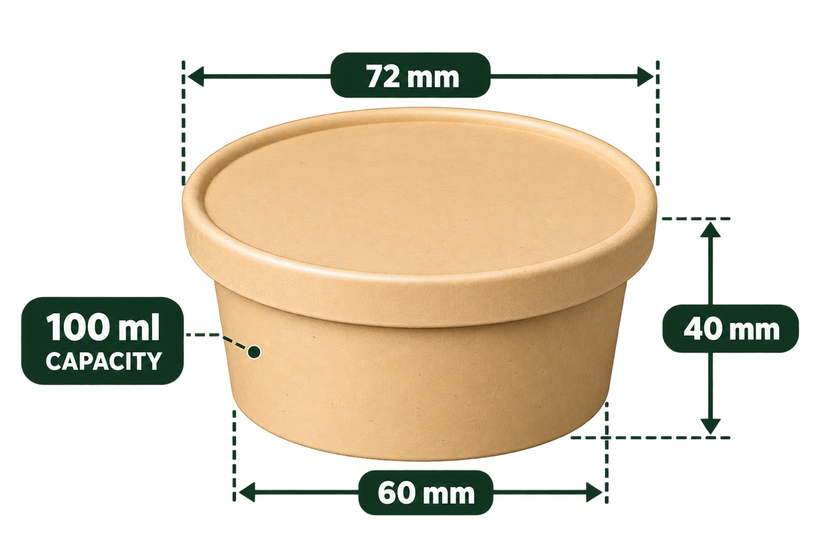 AnnServe Paper Bowl Brown 100 ml empty bowl; pictured lid not included; food not included