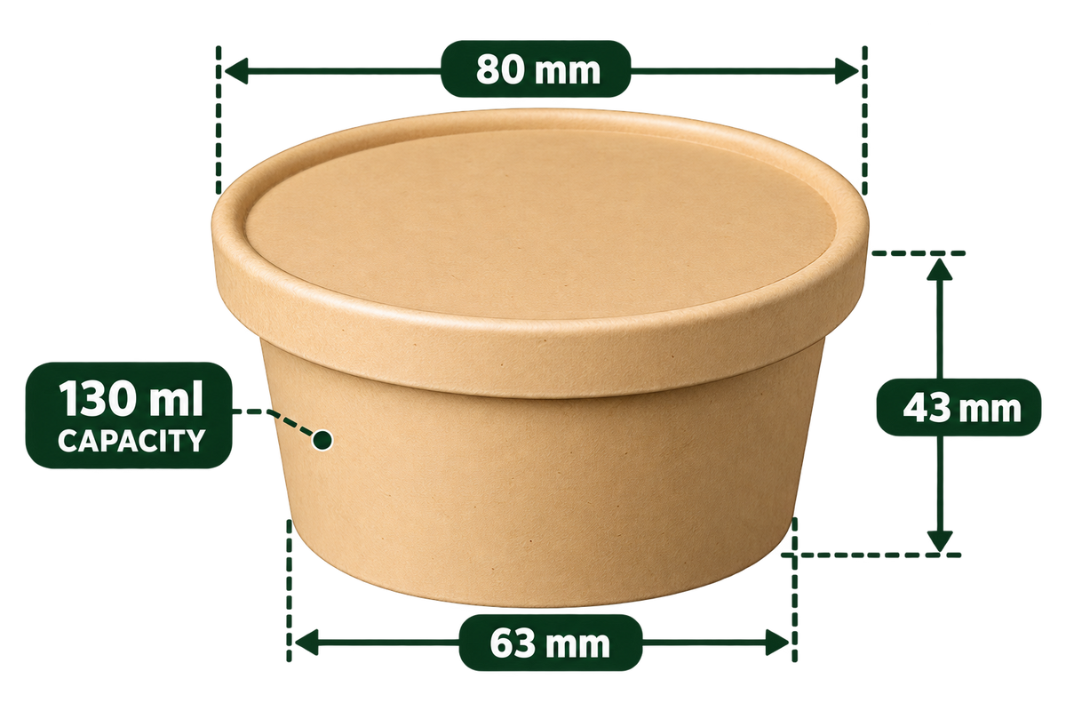 AnnServe Paper Bowl Brown 130 ml empty bowl; pictured lid not included; food not included