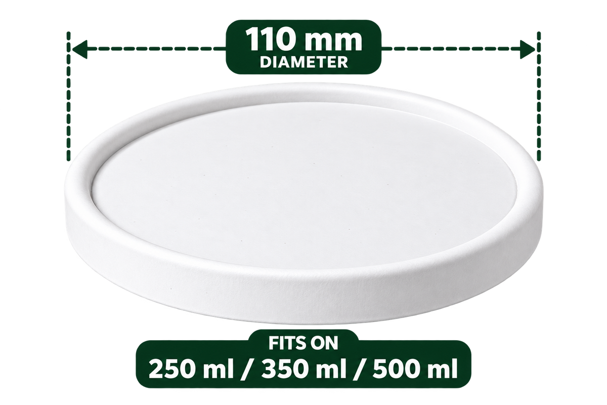 AnnServe Paper Bowl Lid White 110 mm; fits matching white 250 ml / 350 ml / 500 ml Paper Bowls only; bowls sold separately