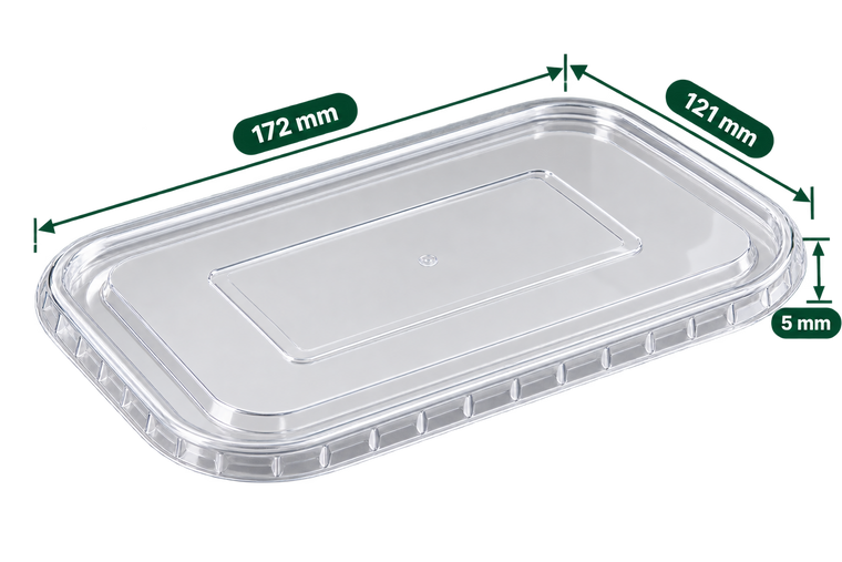 AnnServe Rectangular PP Lid 172 x 121 mm lid only; 5 mm height; fits 500 ml, 650 ml, 750 ml and 1000 ml Kraft rectangular containers sold separately