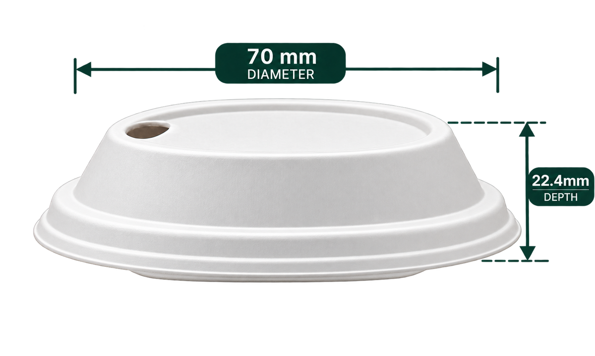 AnnServe Regular Sipper Lid White 70 mm profile view; 22.4 mm depth