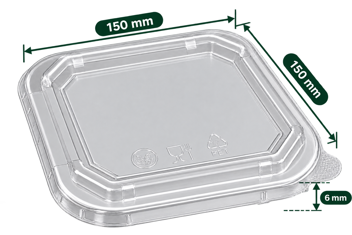 AnnServe Square PET Lid 150 mm lid only; 150 x 150 x 6 mm; containers sold separately