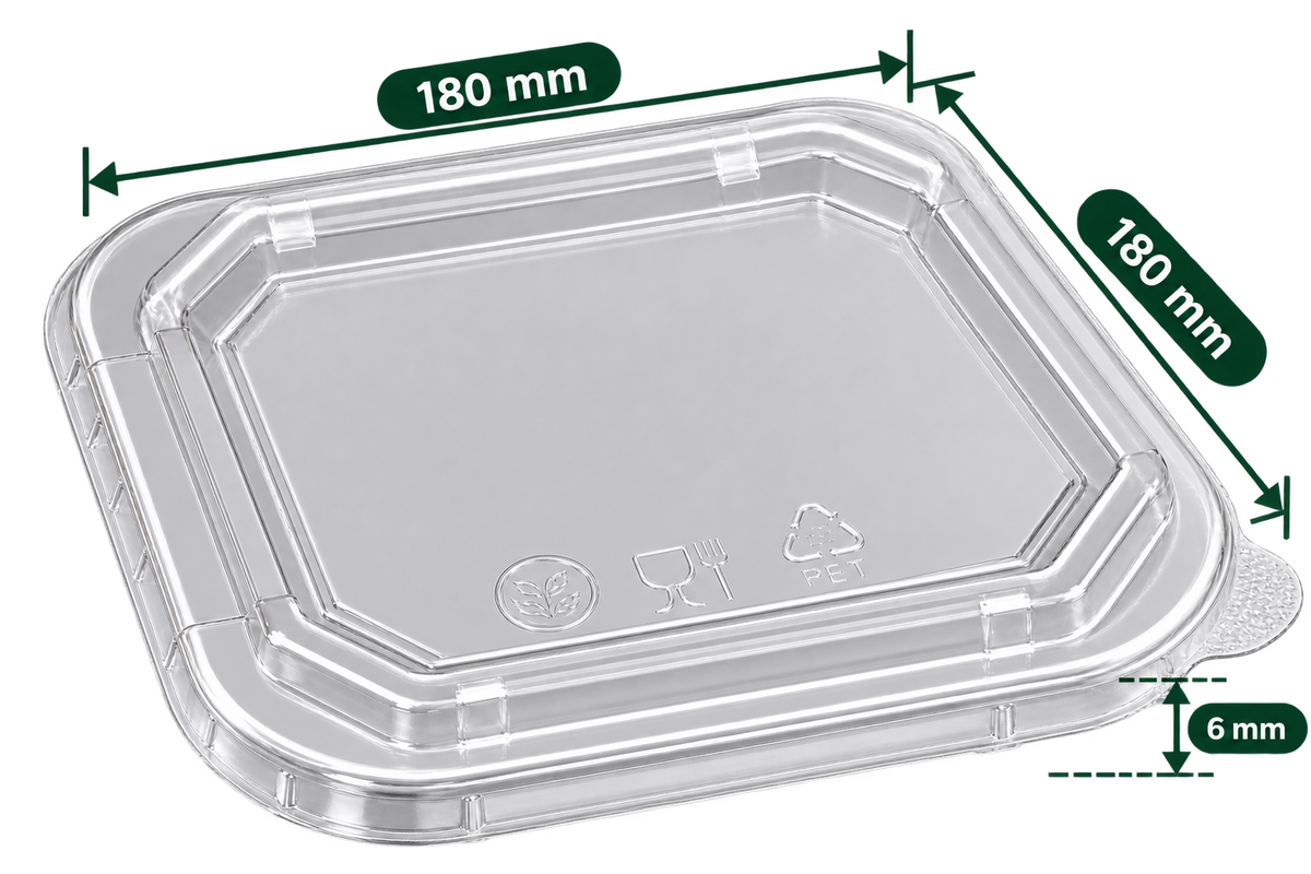 AnnServe Square PET Lid 180 mm lid only; 180 x 180 x 6 mm; containers sold separately