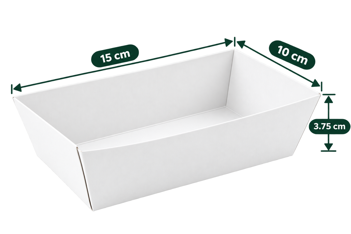AnnServe White Boat Tray 6 inch empty view; 10 x 15 x 3.75 cm individual tray size