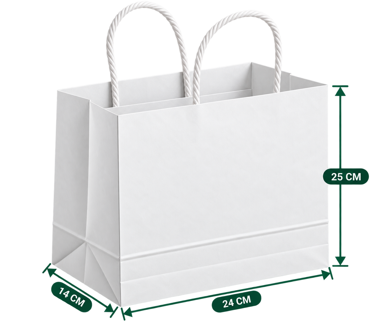 AnnServe White Handle Bag 24 x 14 x 25 cm width x gusset x body height; MG White, 80 GSM