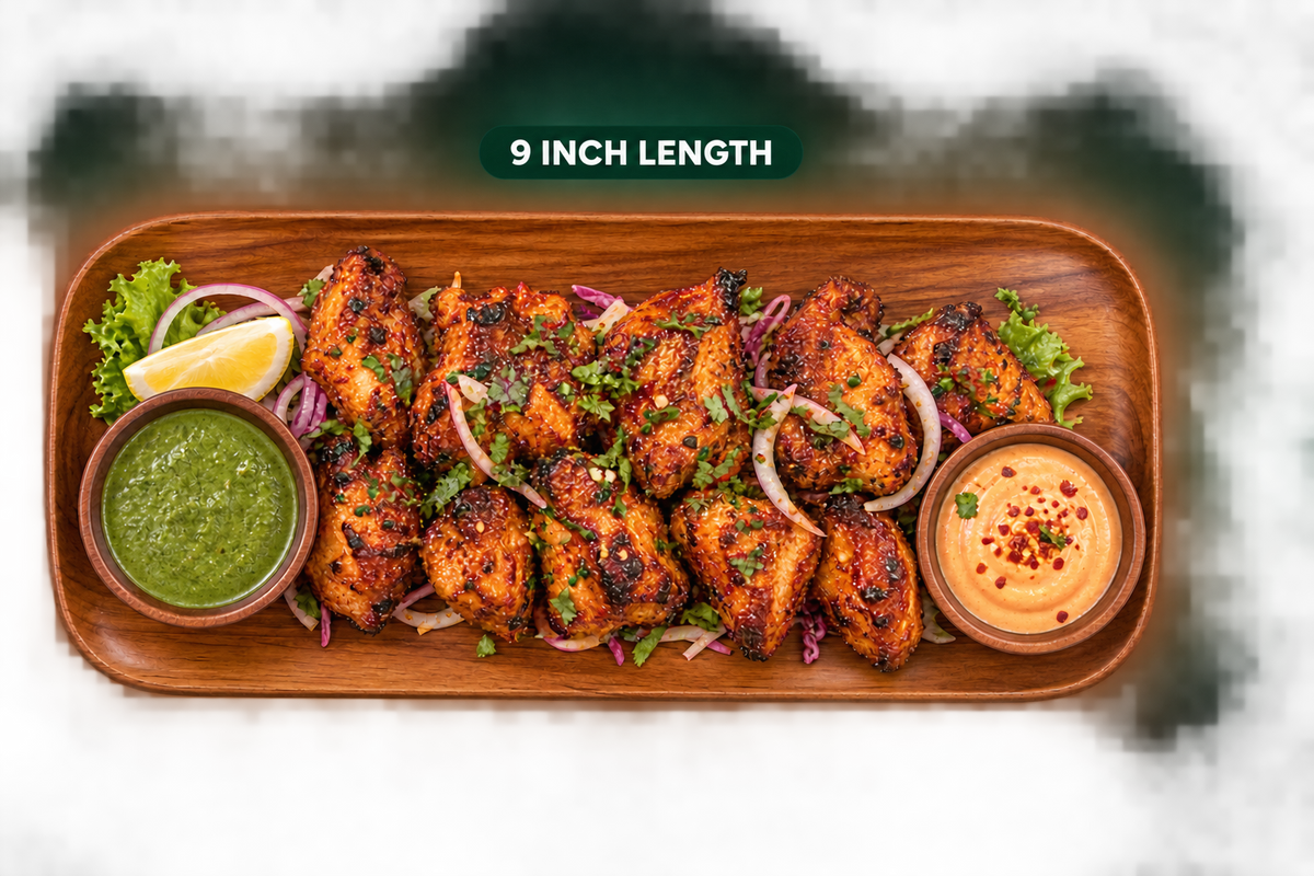 Platter 9 inch length serving presentation; food and dip bowls not included
