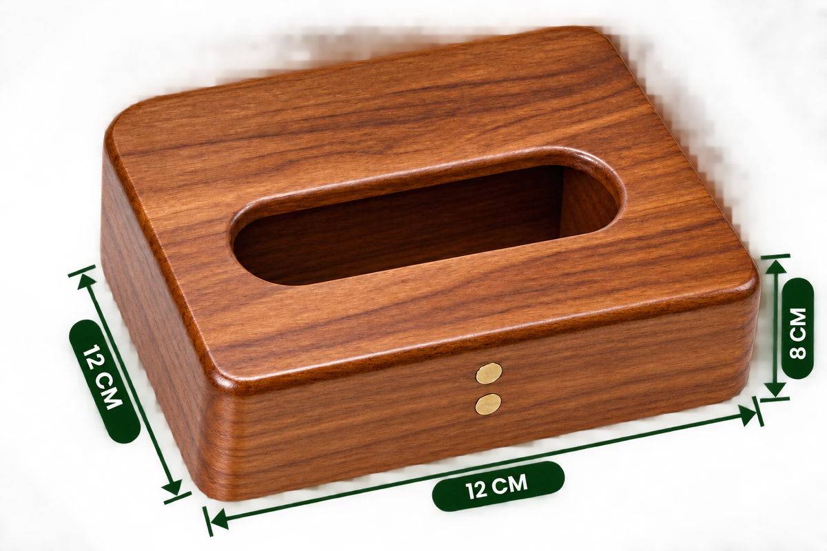 Pop-Up Tissue Holder 4.7 inch length wooden dispenser empty view