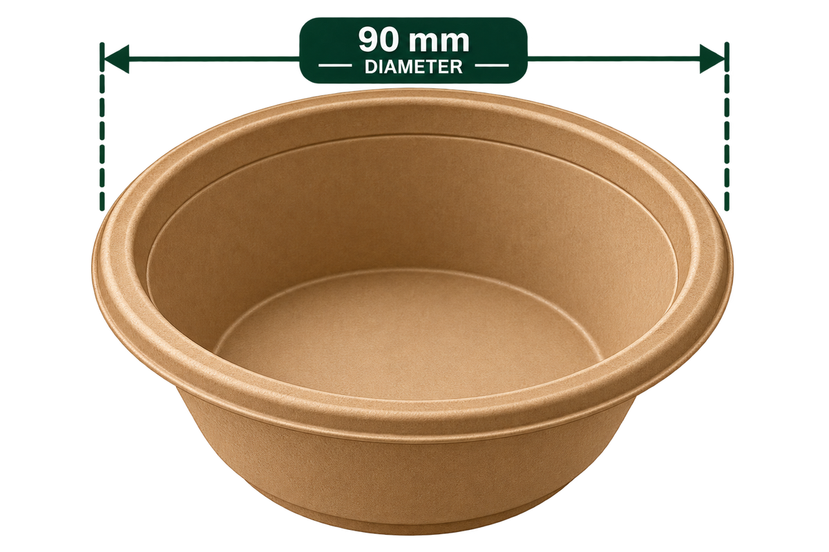 Premium bagasse bowl 120ML brown front view