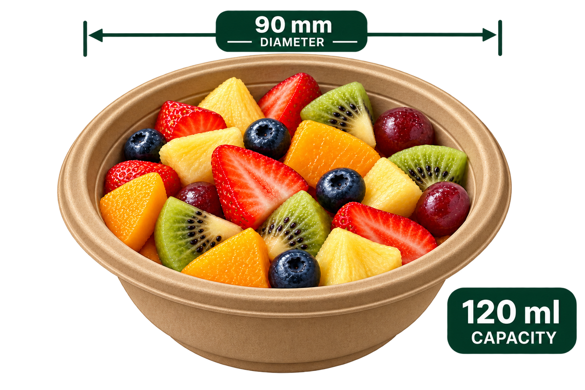 Premium bagasse bowl 120ML brown capacity view