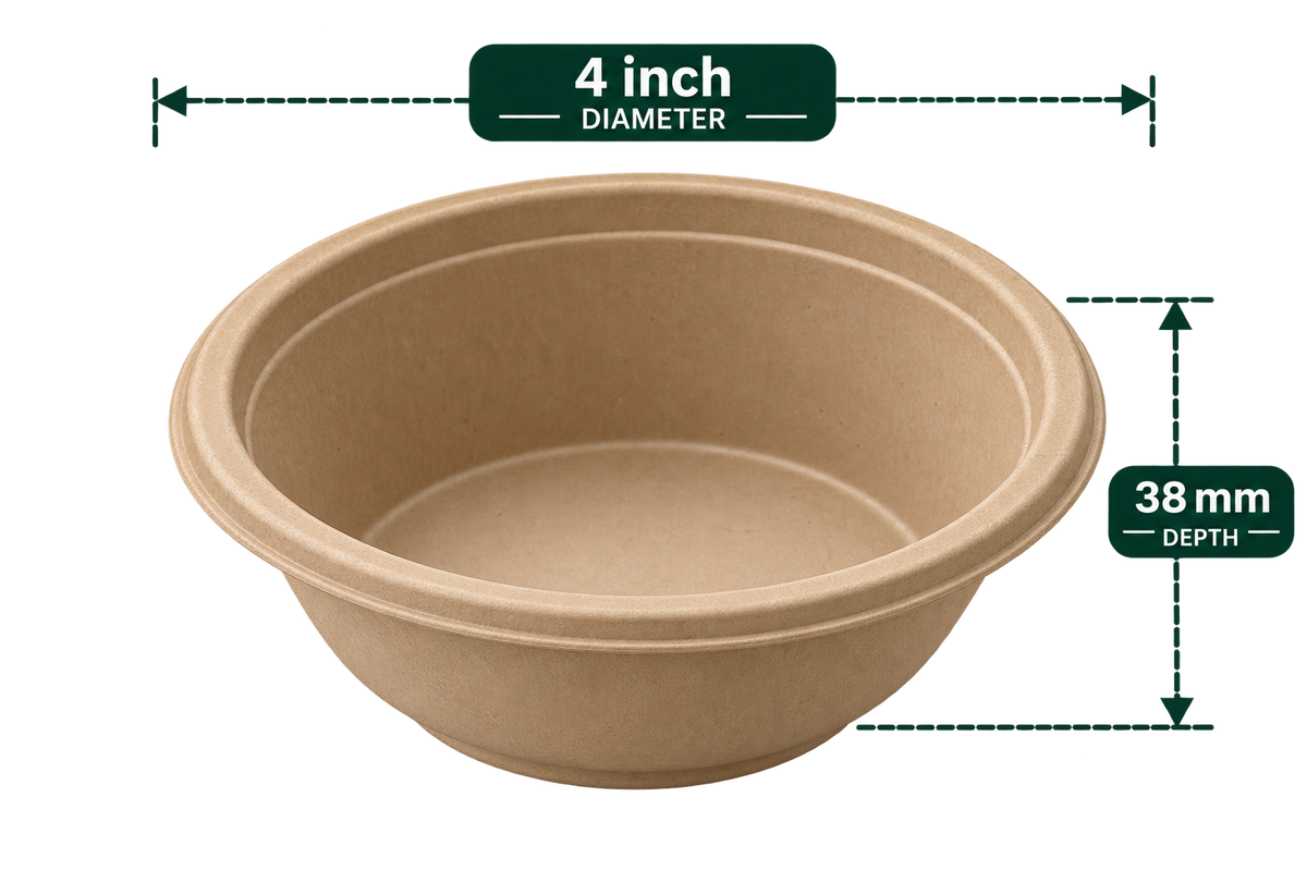 Premium bagasse bowl 180ML brown front view