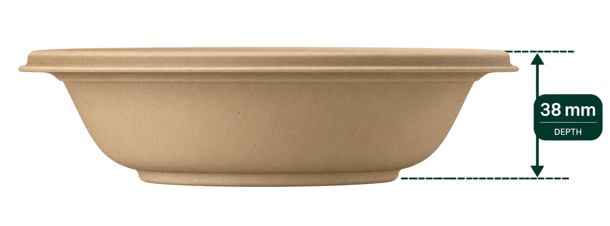 Premium bagasse bowl 180ML brown side view